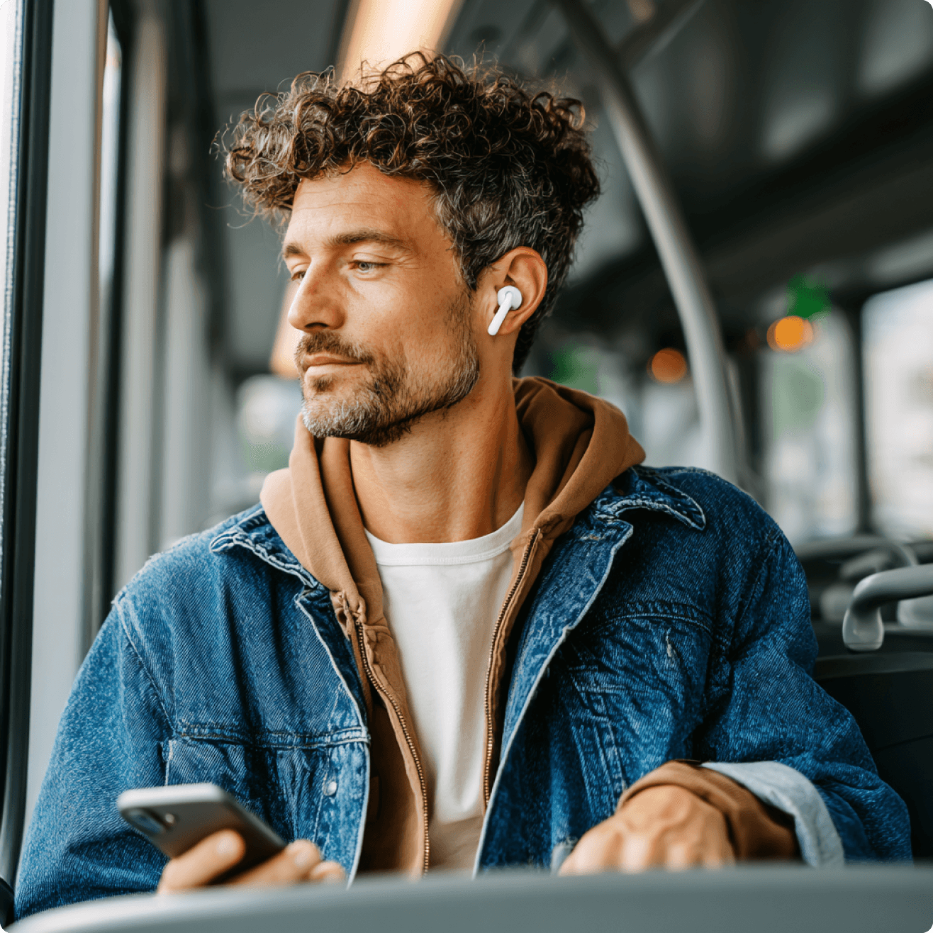 Person listening to content on the go